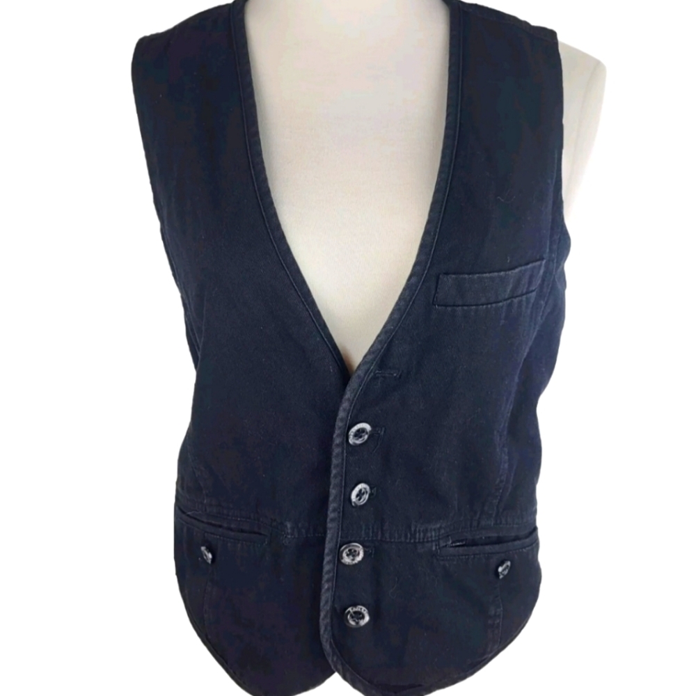 ROCK & REPUBLIC Women's Black Button Down Vest Size S